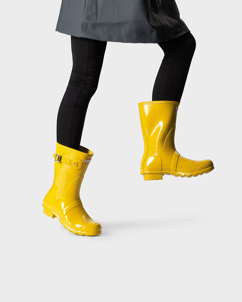 Womens Short Rain Boots - Hunter Original Gloss (48IHSGFVE) - Yellow